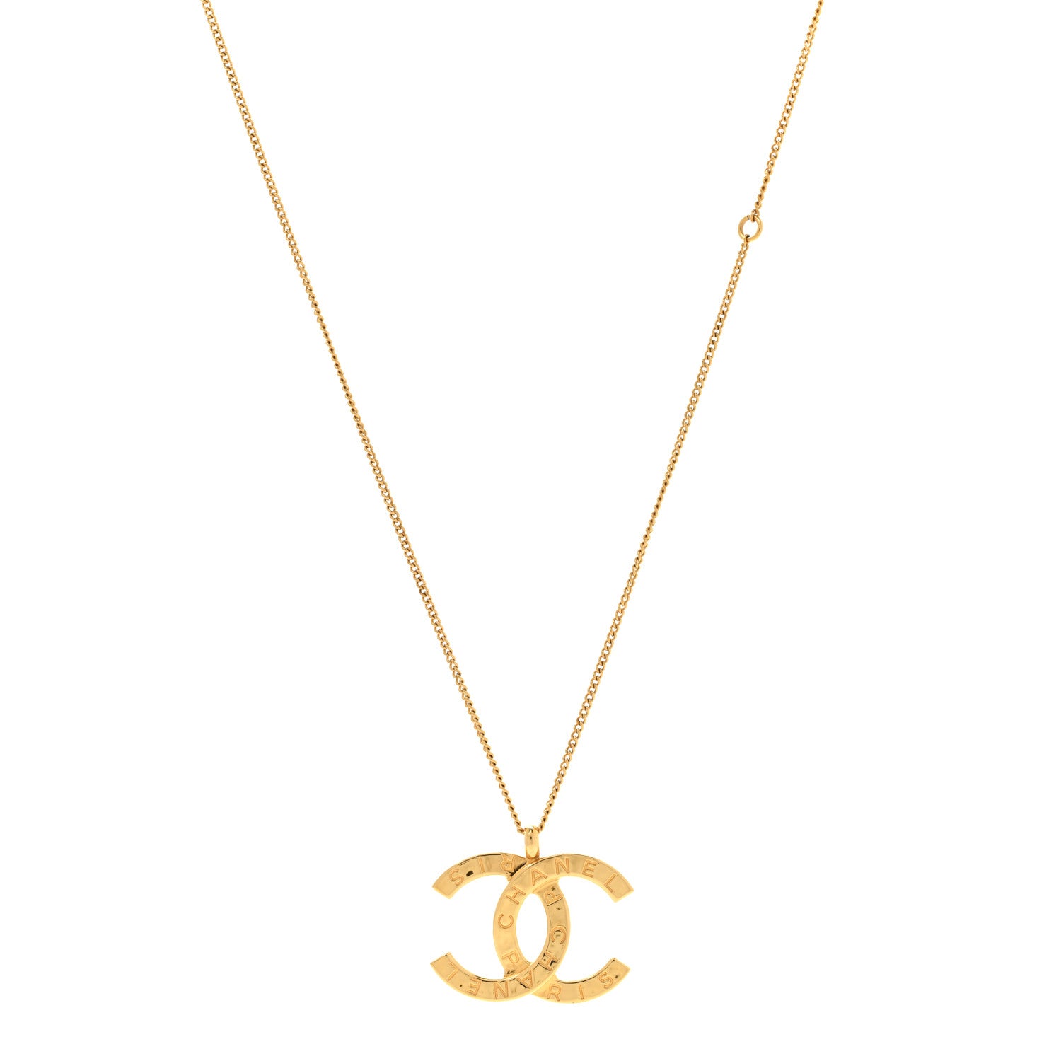 Chanel Metal CC Paris Button Necklace Gold 1 of 6