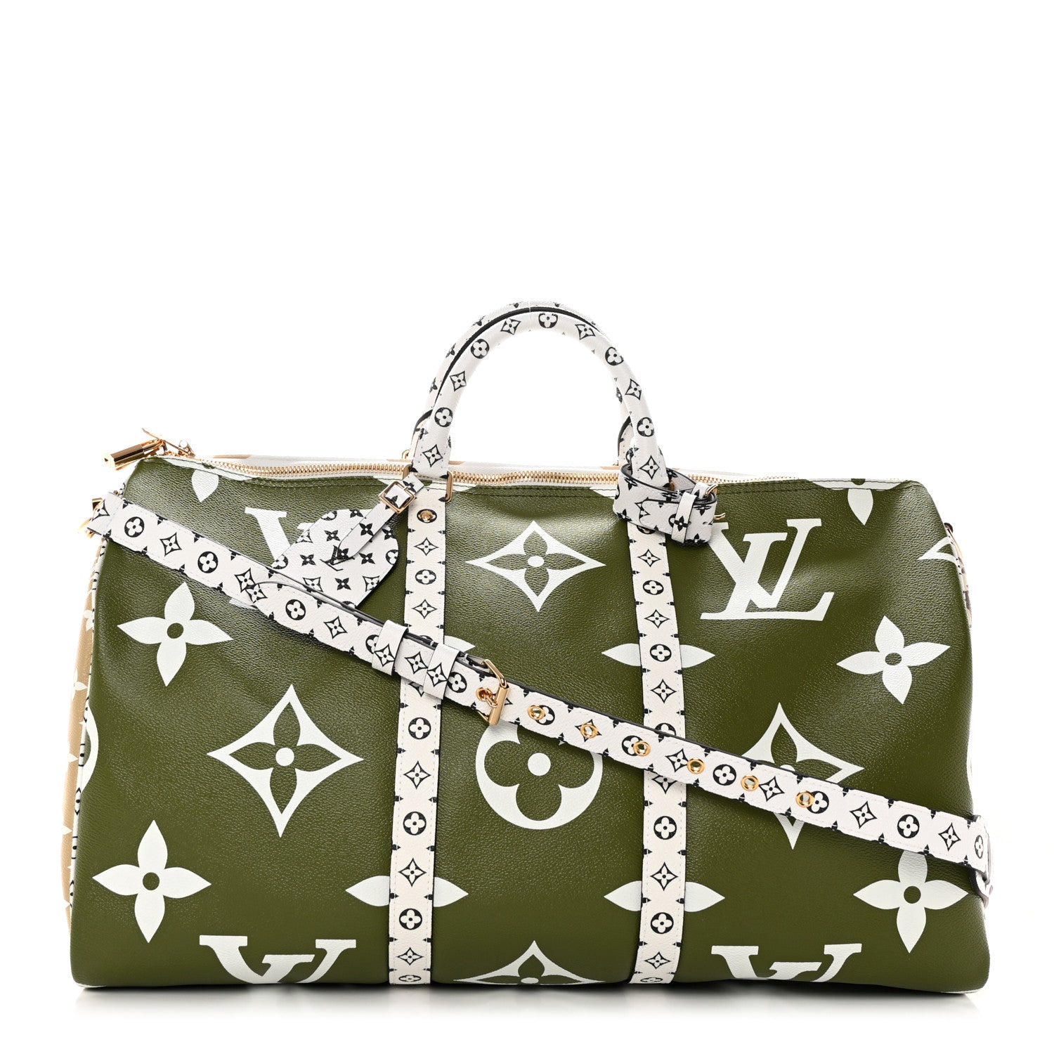 Louis Vuitton Monogram Giant Keepall Bandouliere 50 Kaki Beige 1 of 10
