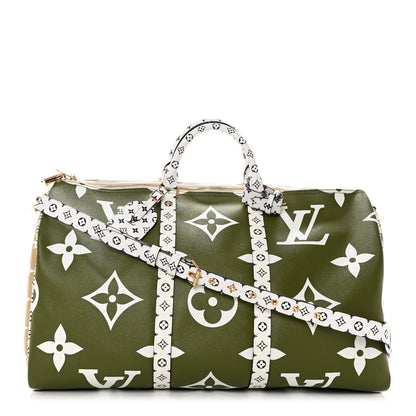 Louis Vuitton Monogram Giant Keepall Bandouliere 50 Kaki Beige 1 of 10