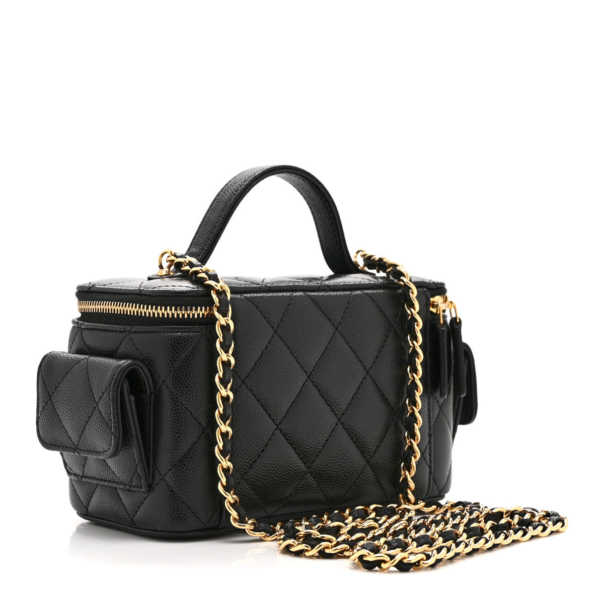 Caviar Quilted Polly Pocket East West Top Vanity With Chain Black