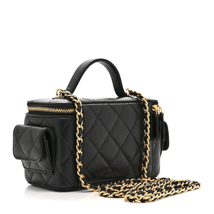 Chanel Caviar Quilted Polly Pocket East West Top Vanity With Chain Black 3 of 11