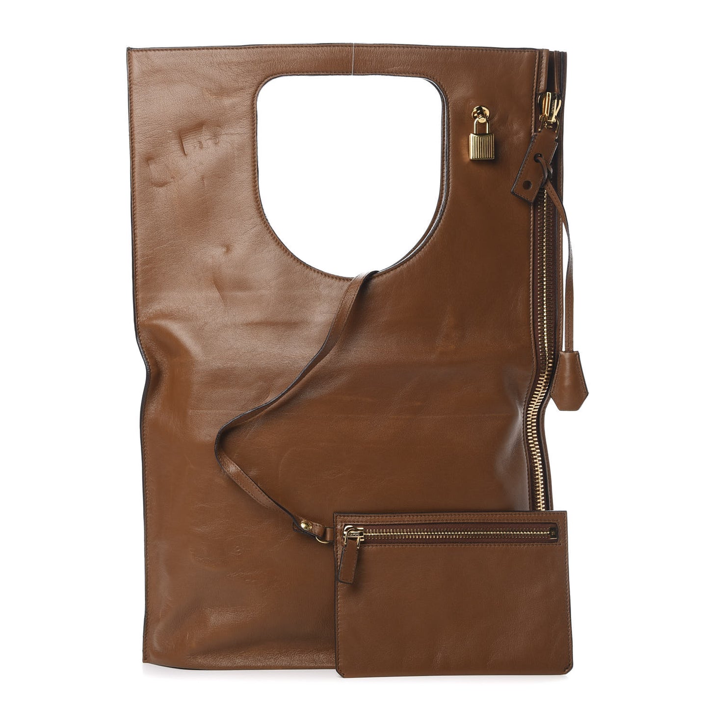 Ramskin Large Alix Padlock Zip Shoulder Bag Brown