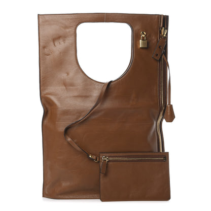 Tom Ford Ramskin Large Alix Padlock Zip Shoulder Bag Brown 3 of 15