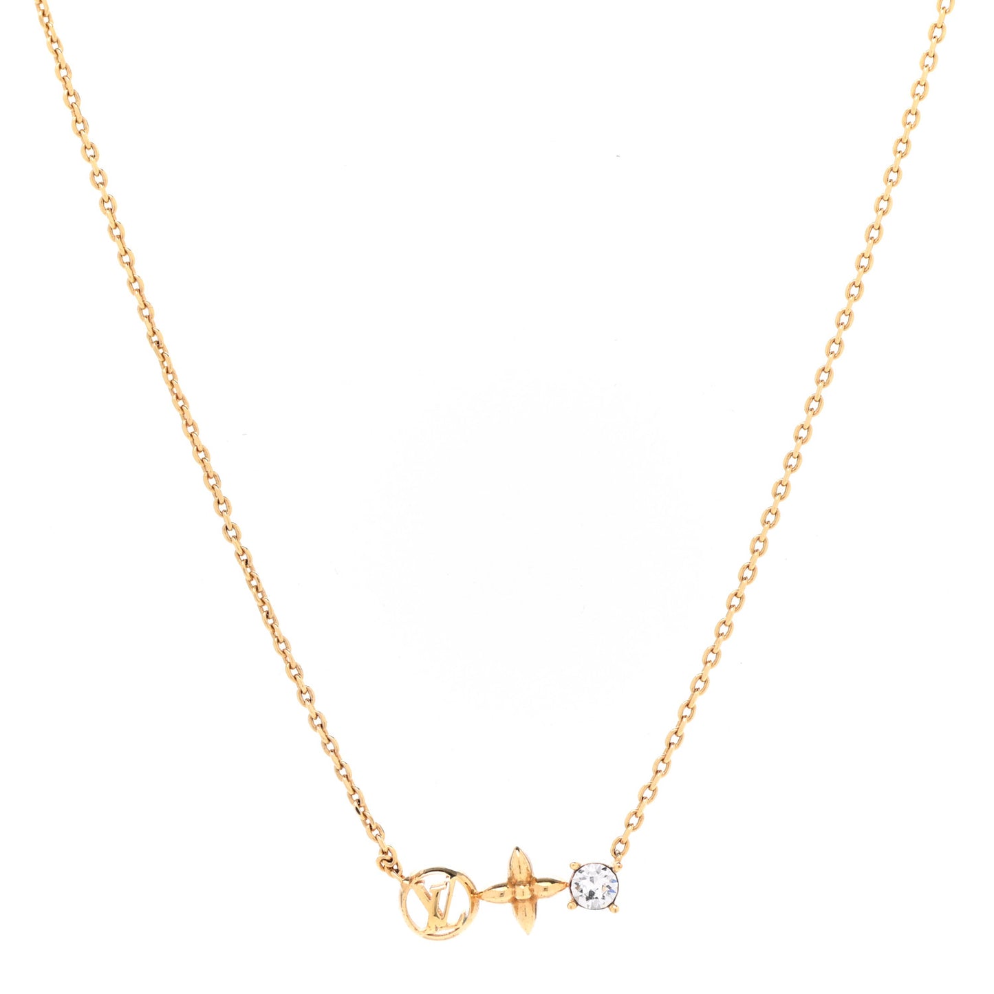 Crystal Petite Louis Necklace Gold