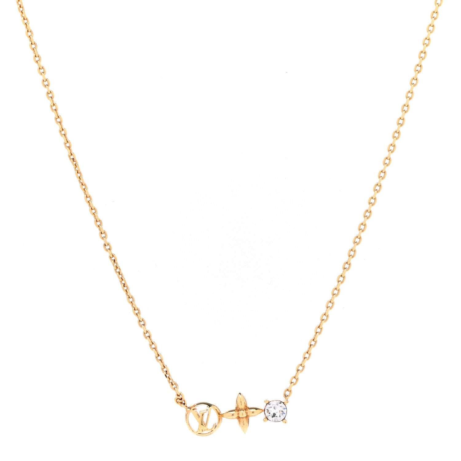 Louis Vuitton Crystal Petite Louis Necklace Gold 1 of 7