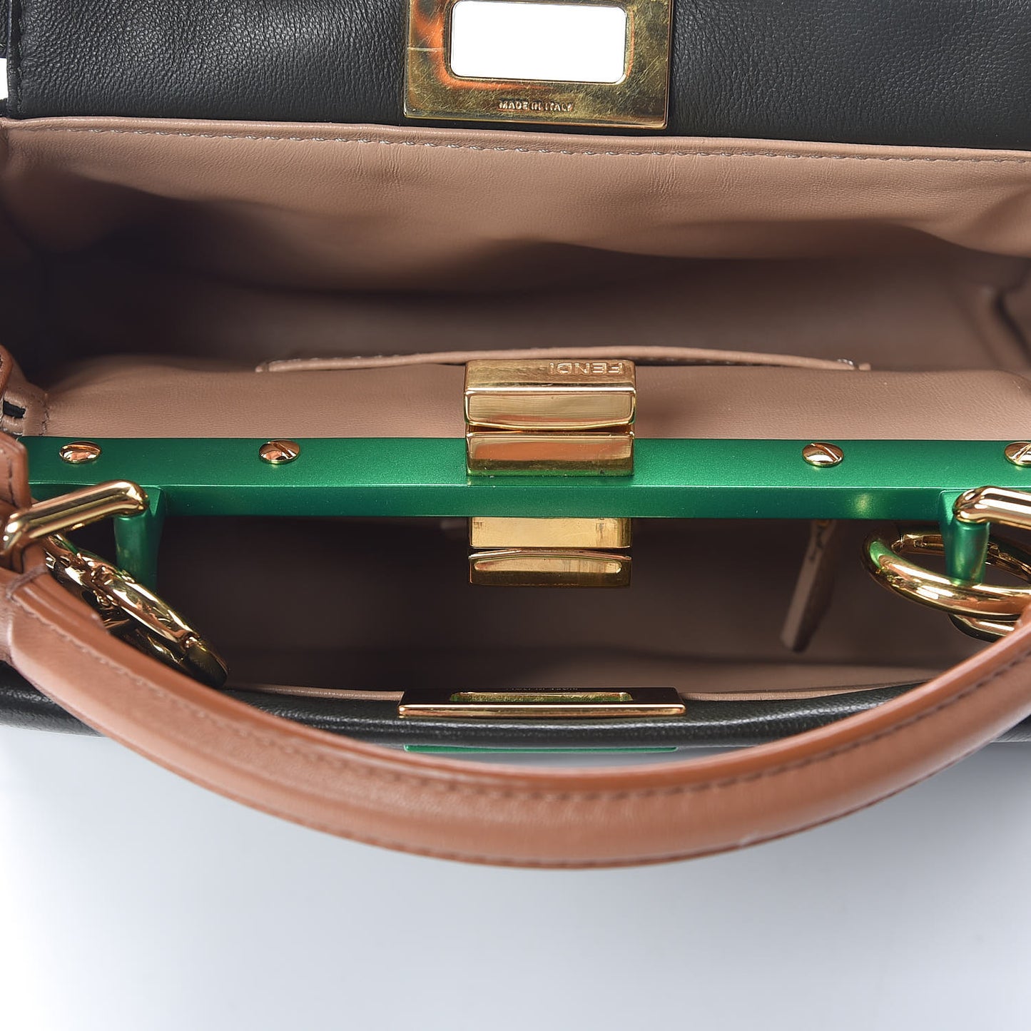 Nappa Colorblock Mini Peekaboo Iconic Satchel Oliva Vacchetta Powder Pink