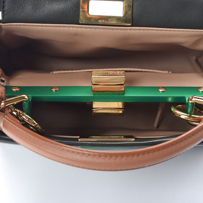 Fendi Nappa Colorblock Mini Peekaboo Iconic Satchel Oliva Vacchetta Powder Pink 5 of 9