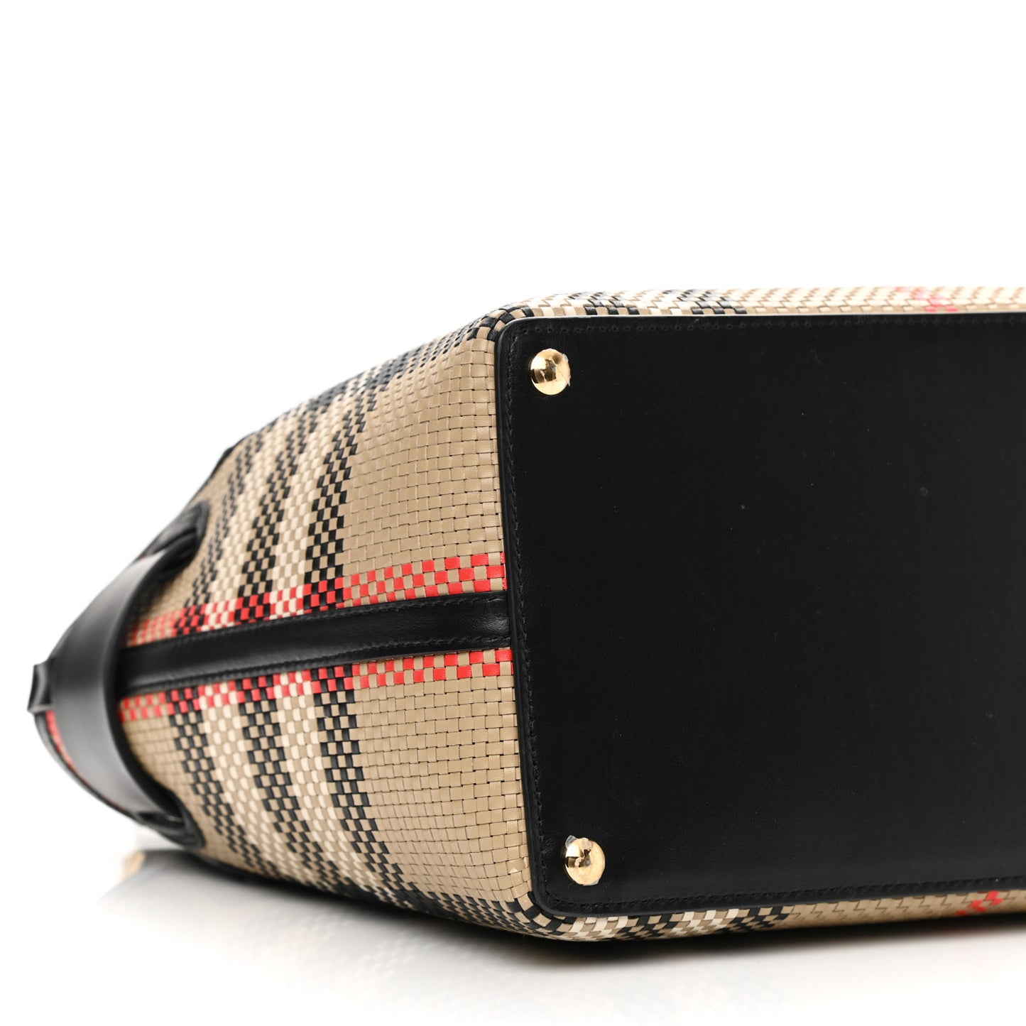 Calfskin Woven Vintage Check Triple Stud Mini Belt Bag Archive Beige