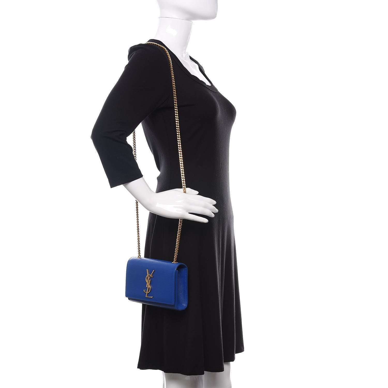 Saint Laurent Grain De Poudre Small Classic Monogram Kate Satchel Royal Blue 2 of 9