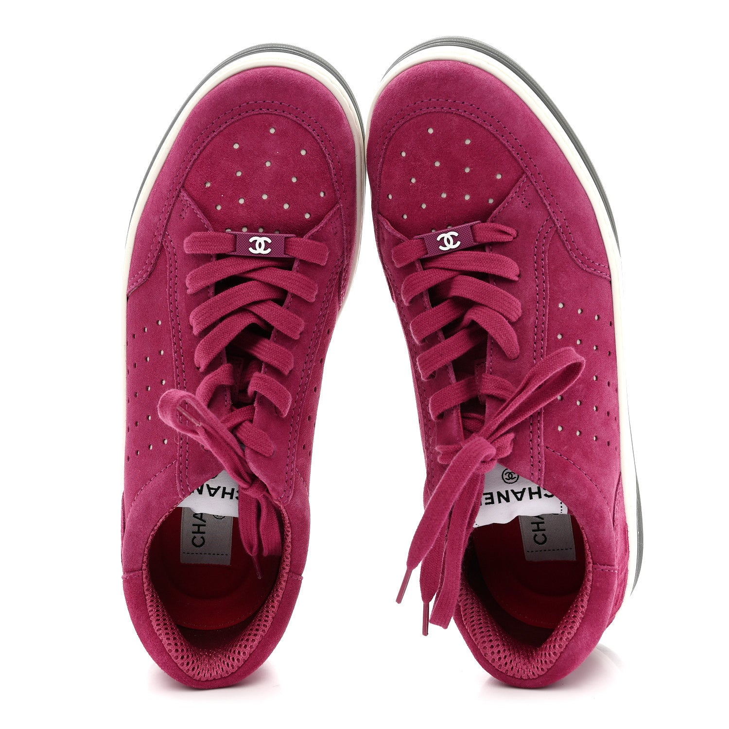 Chanel Suede Calfskin Logo Sneakers 41 Dark Pink 2 of 8