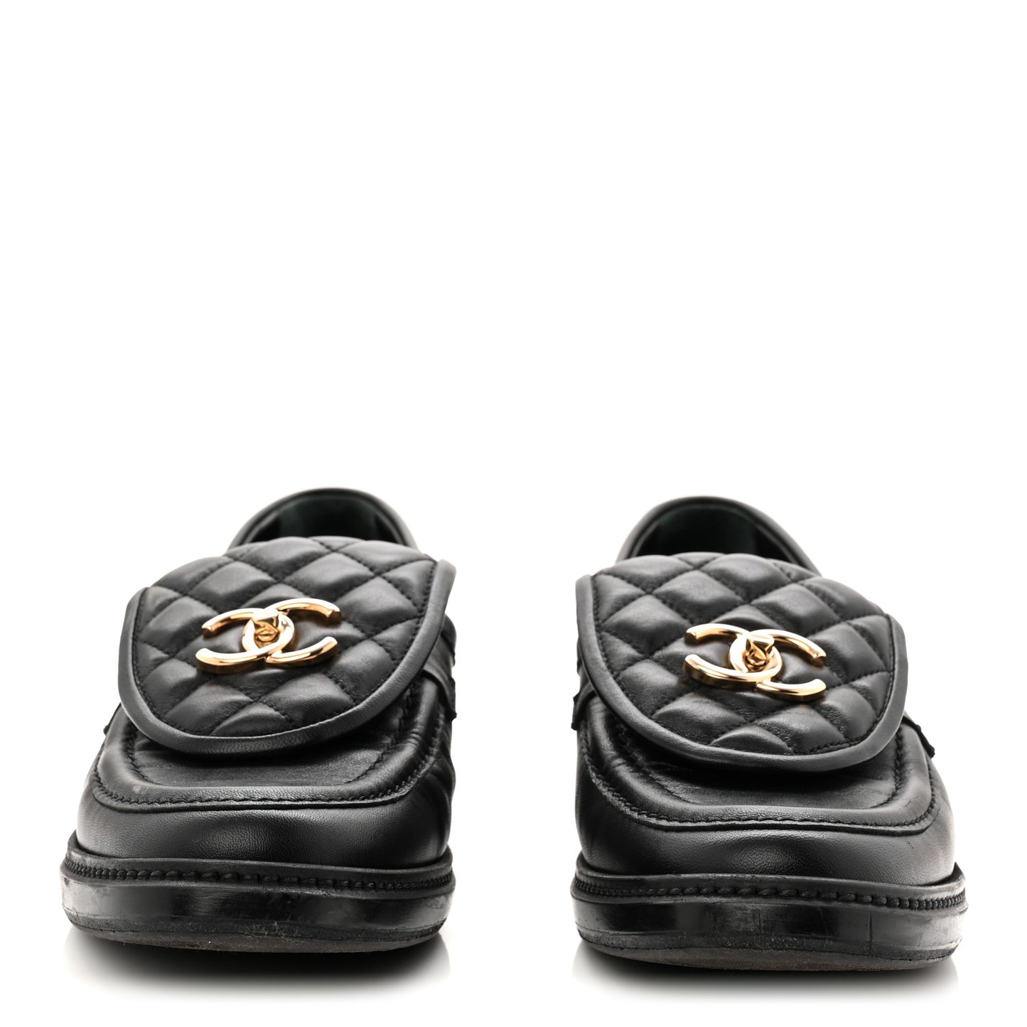 Lambskin Quilted CC Turnlock Loafers 39 Black