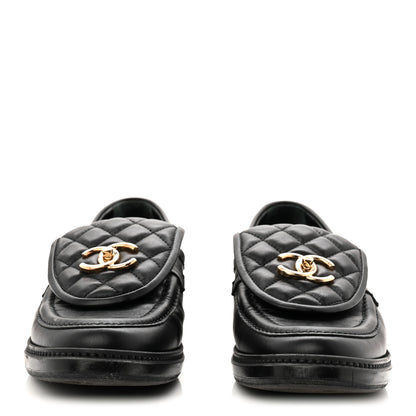 Chanel Lambskin Quilted CC Turnlock Loafers 39 Black 3 of 10