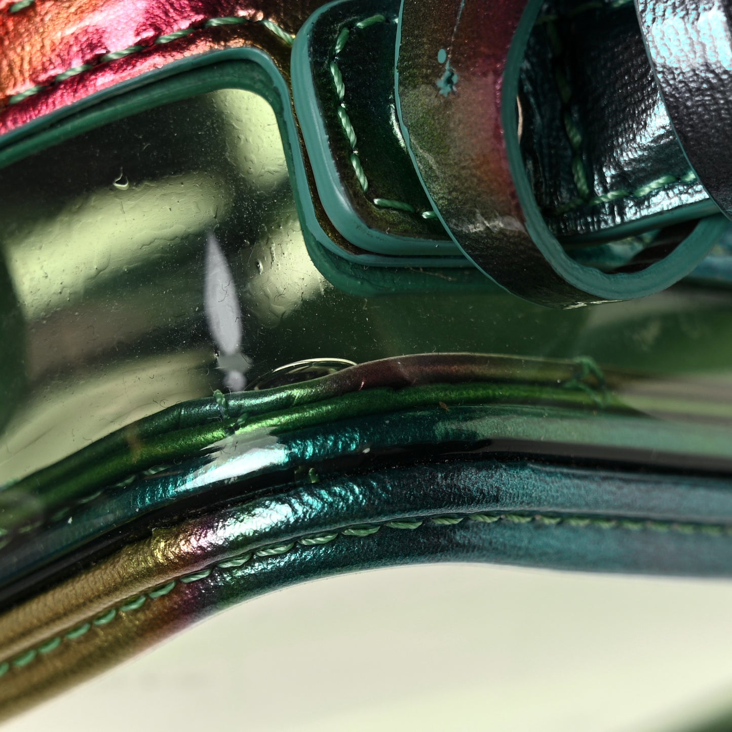 PVC Patent Calfskin Patent Lambskin Vertical Vanity Case Green