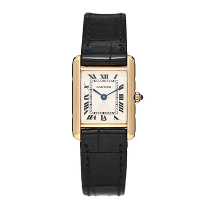 Cartier 18K Yellow Gold Alligator 20mm Tank Louis Quartz Watch 1 of 4