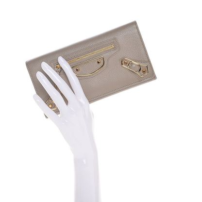 Balenciaga Chevre Gold Metallic Edge Hardware Money Wallet Gris Taupe 2 of 7