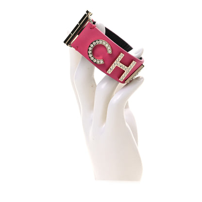 Chanel Crystal Lambskin Cha-Nel Logo Cuff S Pink 2 of 6