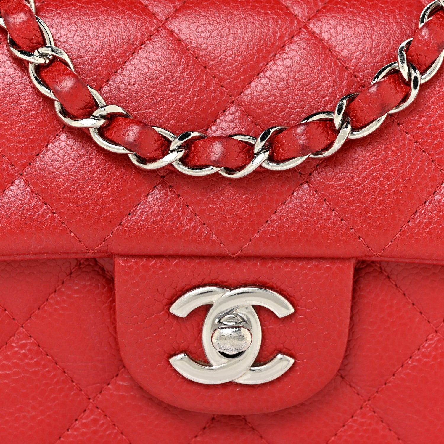 Chanel Caviar Quilted Mini Rectangular Flap Red 8 of 17
