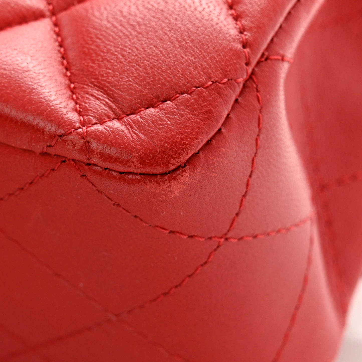 Lambskin Quilted Medium Double Flap Red