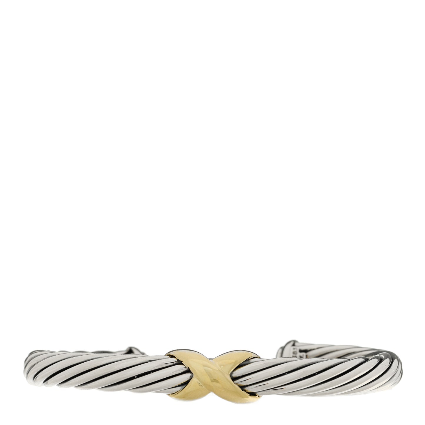 Sterling Silver 14K Yellow Gold 7mm X Station Cable Bracelet