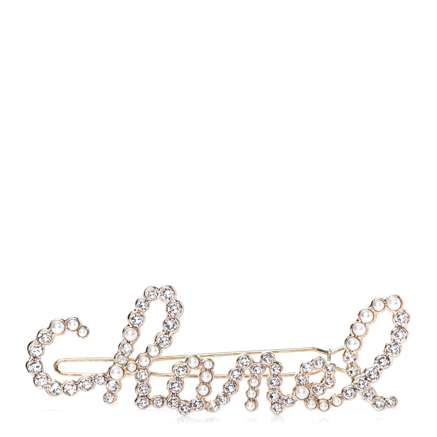 Metal Glass Swirling Pearls Hair Clip Gold