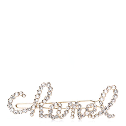 Chanel Metal Glass Swirling Pearls Hair Clip Gold 1 of 3