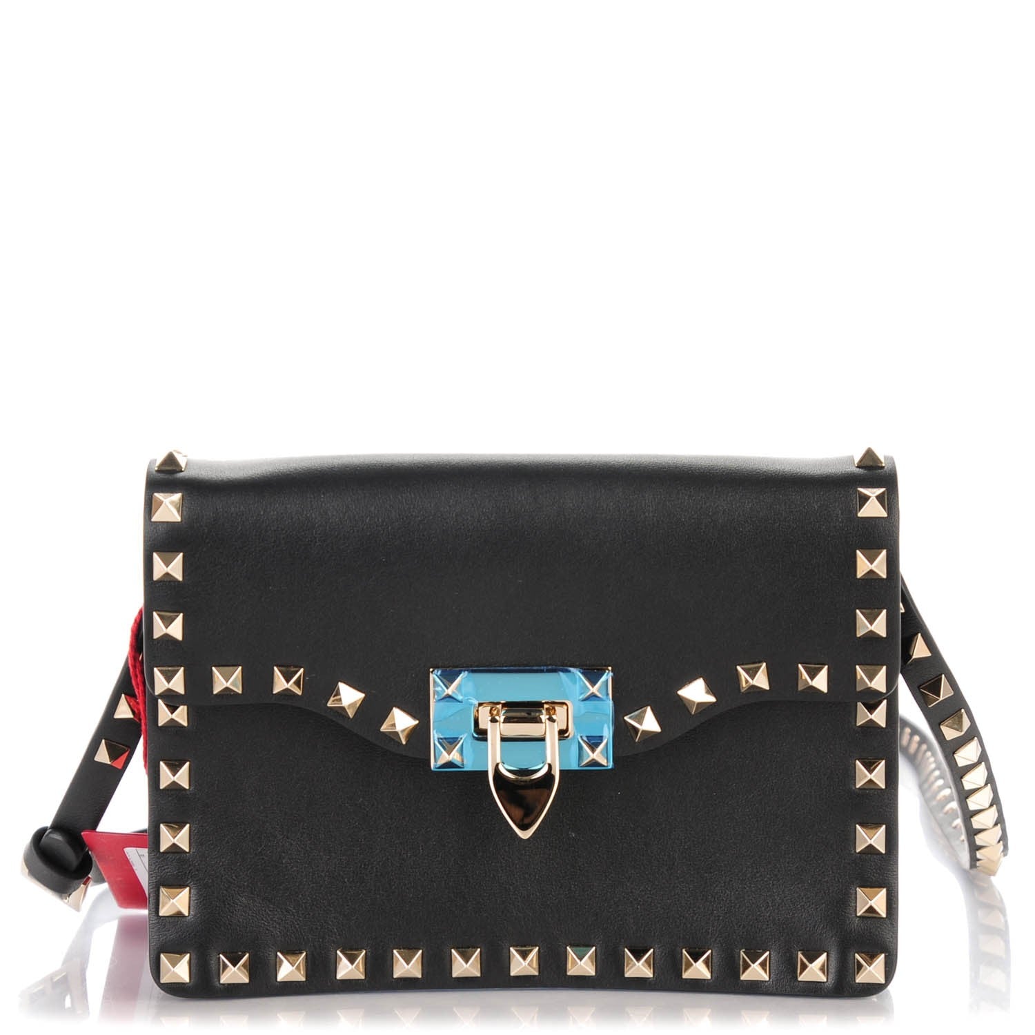 Valentino Garavani Vitello Rockstud Shoulder Flap Bag Black 1 of 6