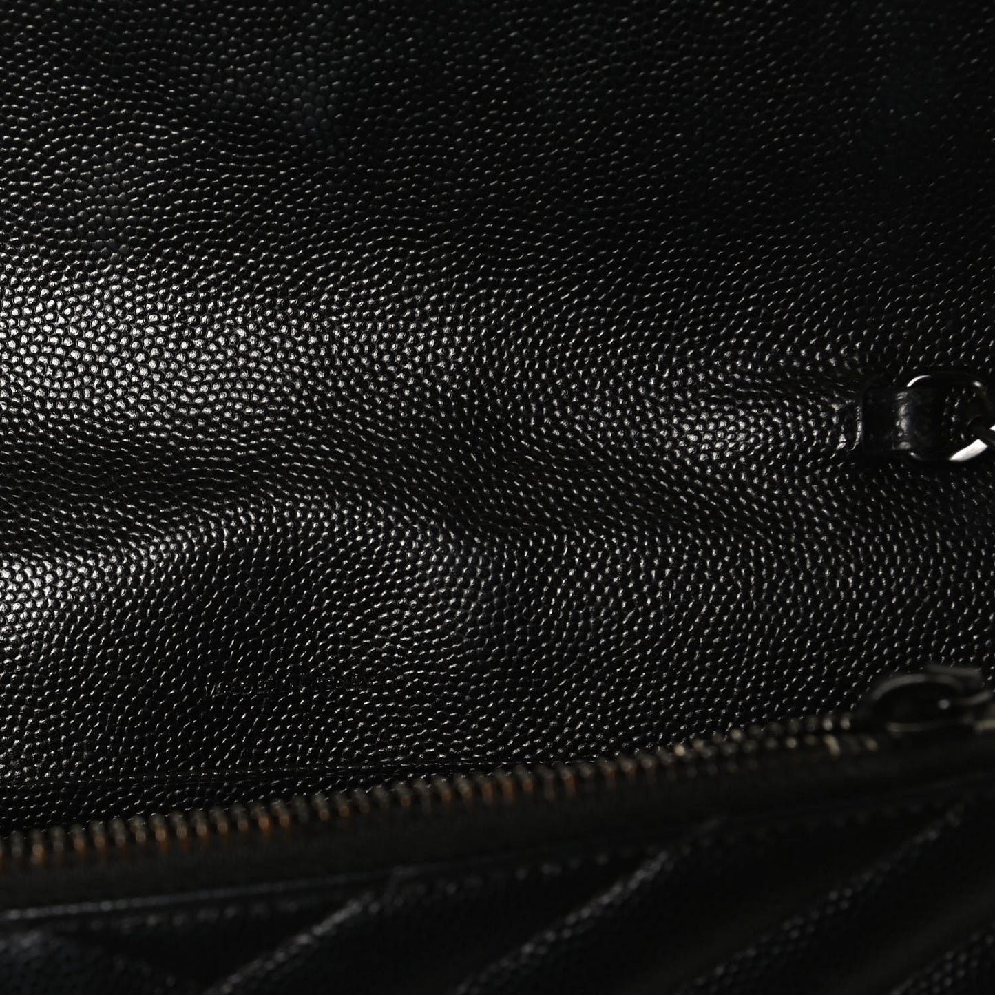 Grain De Poudre Matelasse Chevron Monogram Envelope Chain Wallet Black
