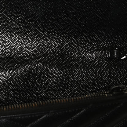 Saint Laurent Grain De Poudre Matelasse Chevron Monogram Envelope Chain Wallet Black 12 of 12