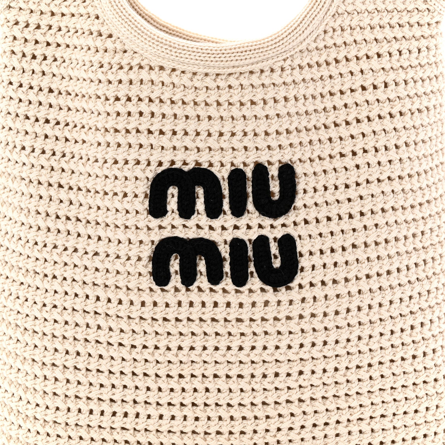 Miu Miu Cotton Crochet Ivy Bag Chalk White Black 9 of 11