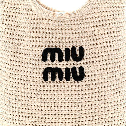 Miu Miu Cotton Crochet Ivy Bag Chalk White Black 9 of 11