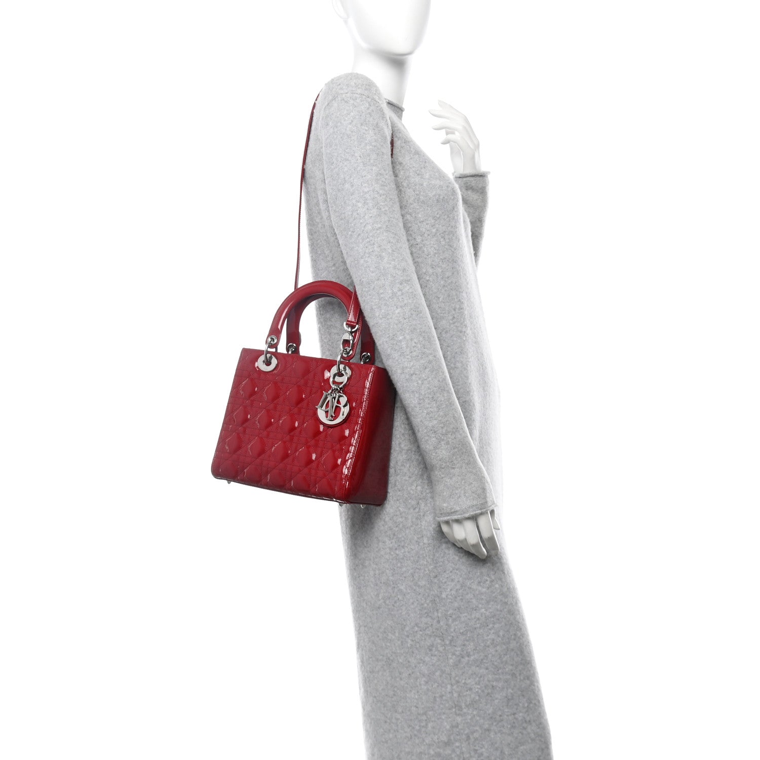 Christian Dior Patent Cannage Medium Lady Dior Burgundy Red 3 of 10