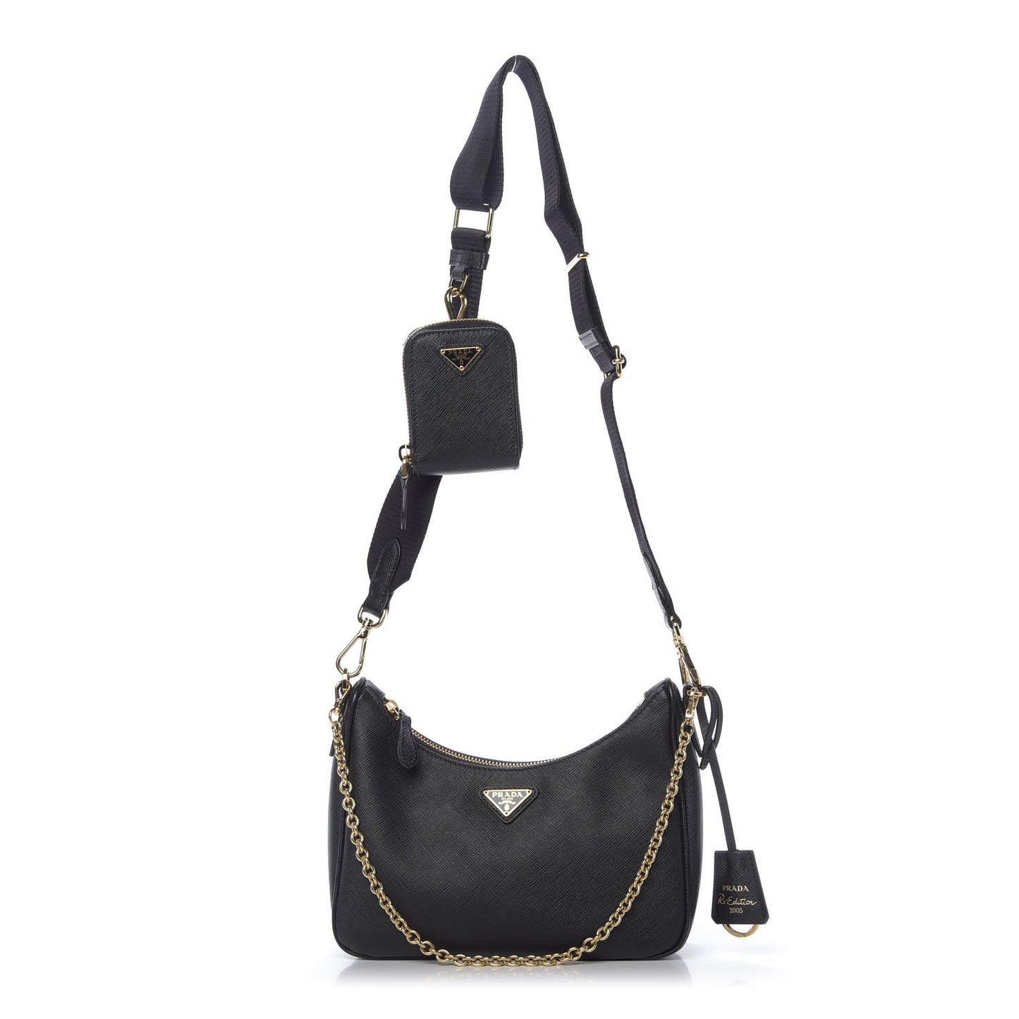Saffiano Lux Re-Edition 2005 Shoulder Bag Black