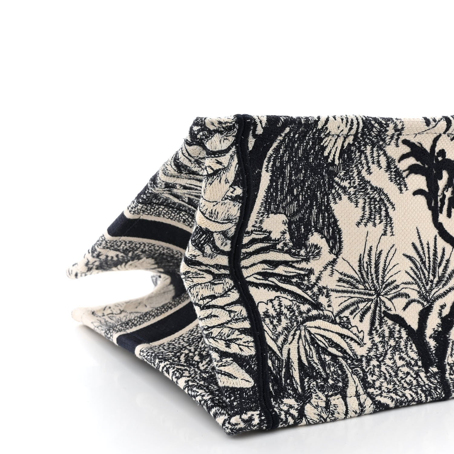Christian Dior Canvas Embroidered Medium Palms Toile De Jouy Book Tote Blue 9 of 12