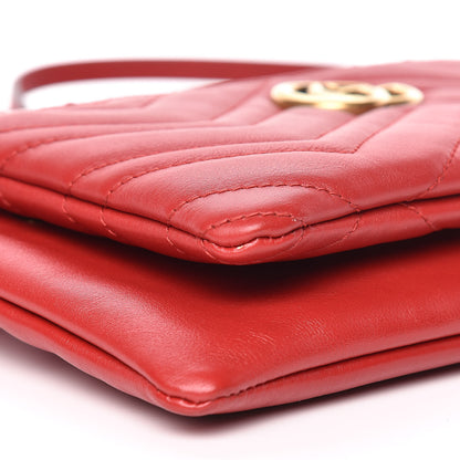 Gucci Calfskin Matelasse Small GG Marmont Double Zip Shoulder Bag Hibiscus Red 7 of 11