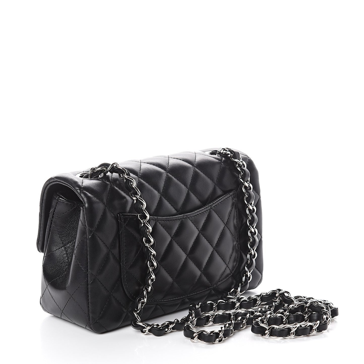 Lambskin Quilted Mini Rectangular Flap Black