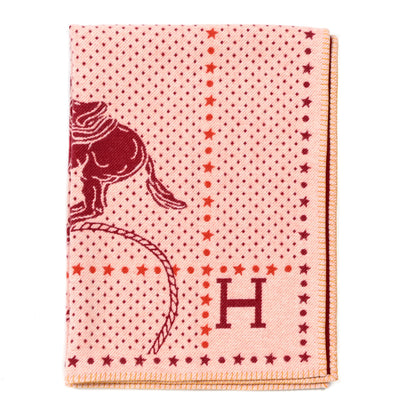 Hermes Wool Cashmere Western And Company Blanket Rouge H 1 of 3