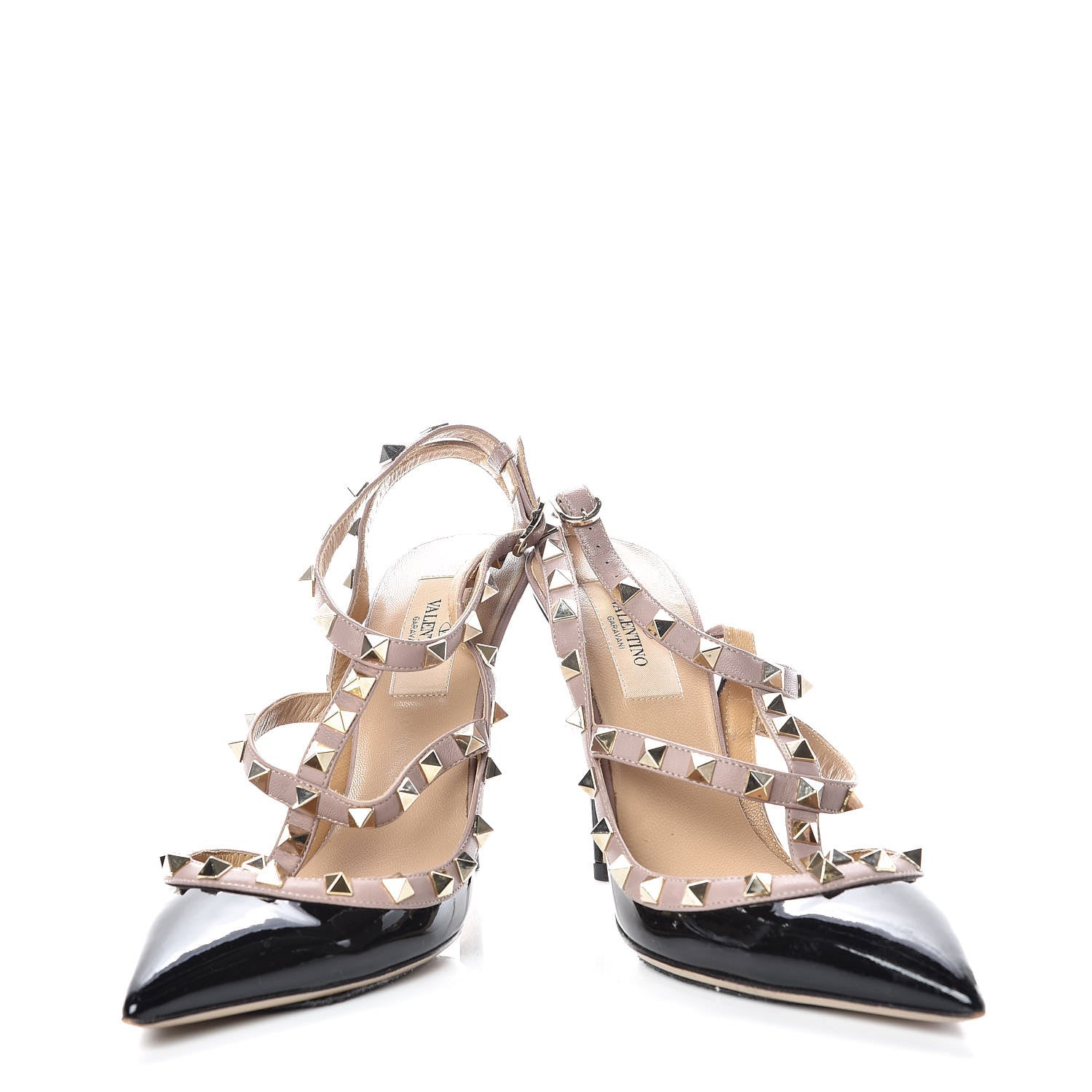 Valentino Garavani Patent Nappa Rockstud Ankle Strap 100mm Pumps 38 Black Poudre 5 of 13