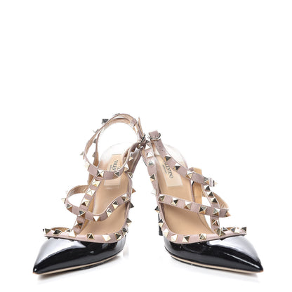 Valentino Garavani Patent Nappa Rockstud Ankle Strap 100mm Pumps 38 Black Poudre 5 of 13