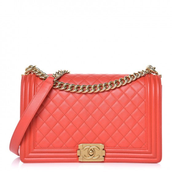 Lambskin Quilted New Medium Boy Flap Red