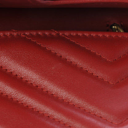 Gucci Calfskin Matelasse Super Mini GG Marmont Shoulder Bag Hibiscus Red 9 of 10