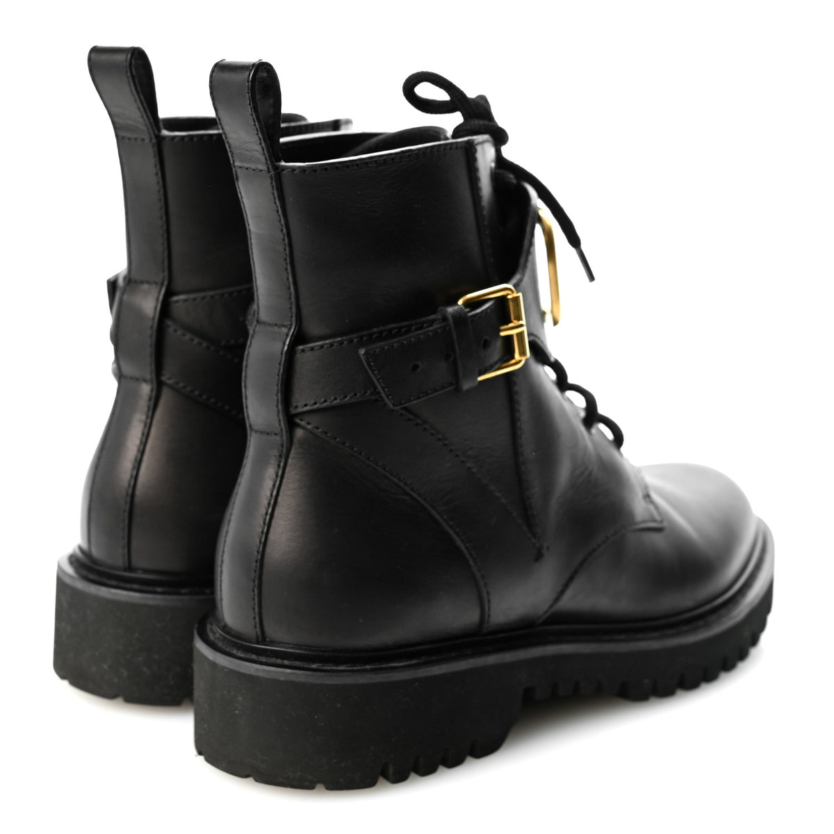 Calfskin Womens VLOGO 35mm Combat Boots 38.5 Black