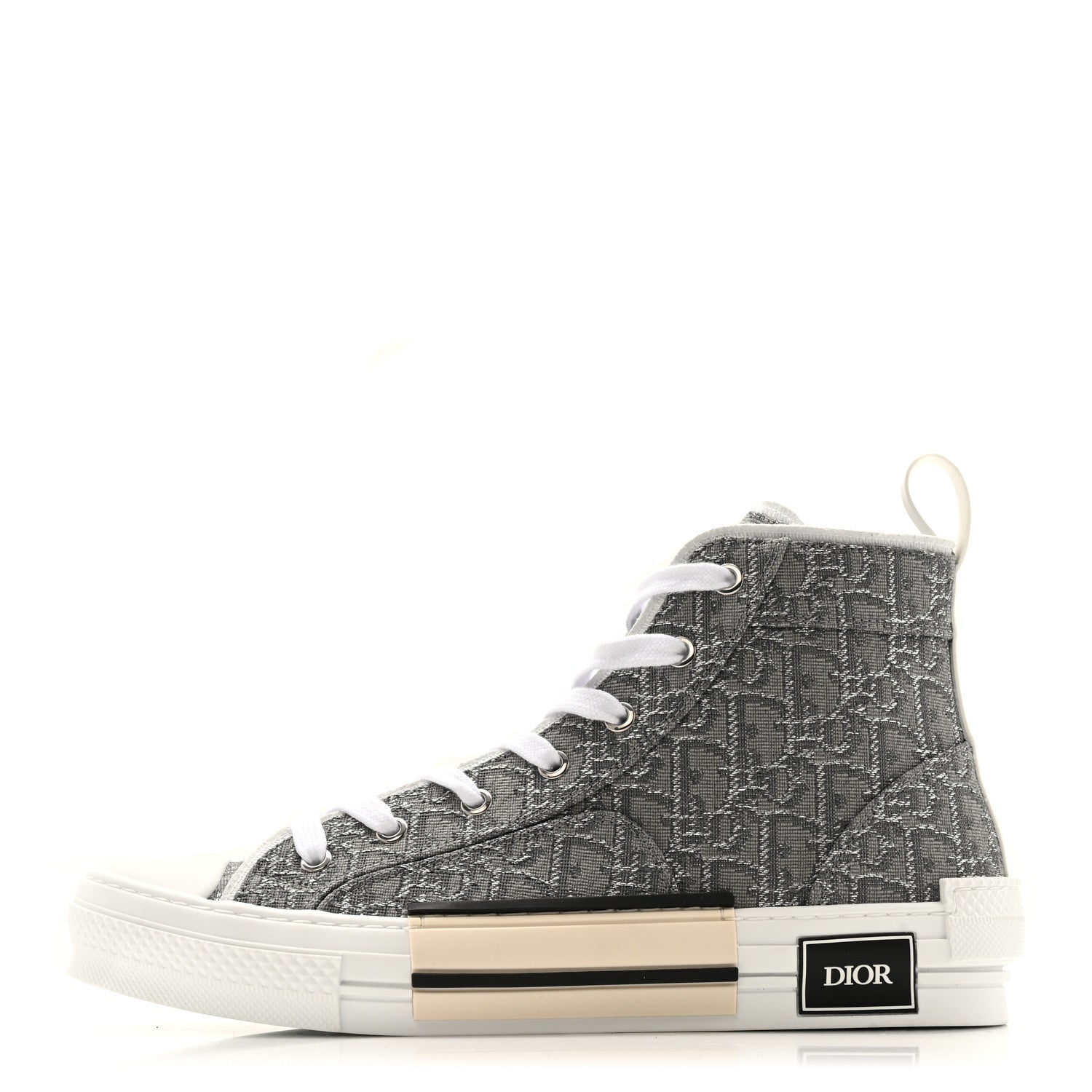 Christian Dior Metallic Oblique Jacquard Mens B23 High Top Sneakers 42 Grey 1 of 13
