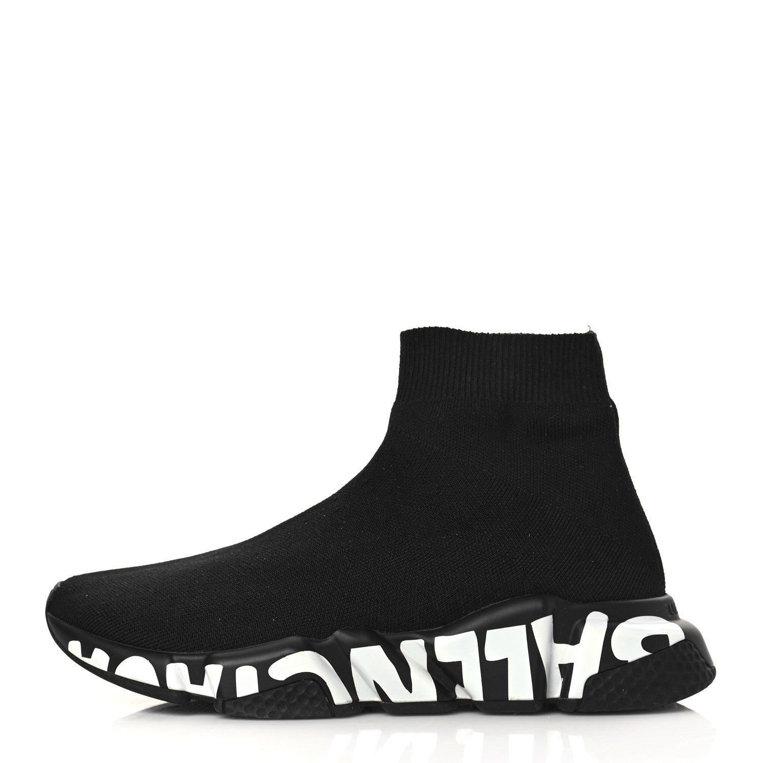 Balenciaga Neoprene Knit Womens Speed Graffiti Sneakers 38 Black White 1 of 8