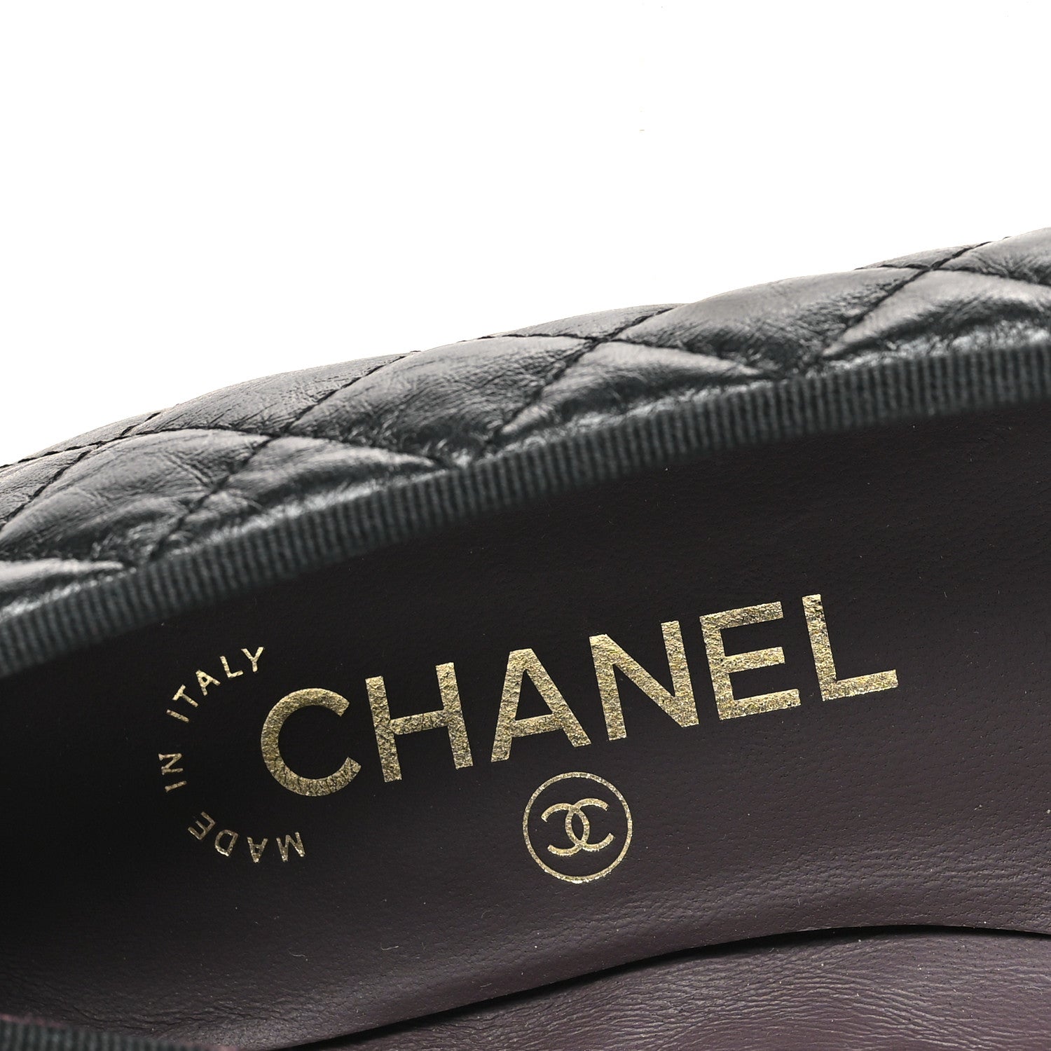 Chanel Aged Calfskin Quilted CC Cap Toe Ballerina Flats 35 Black 8 of 9