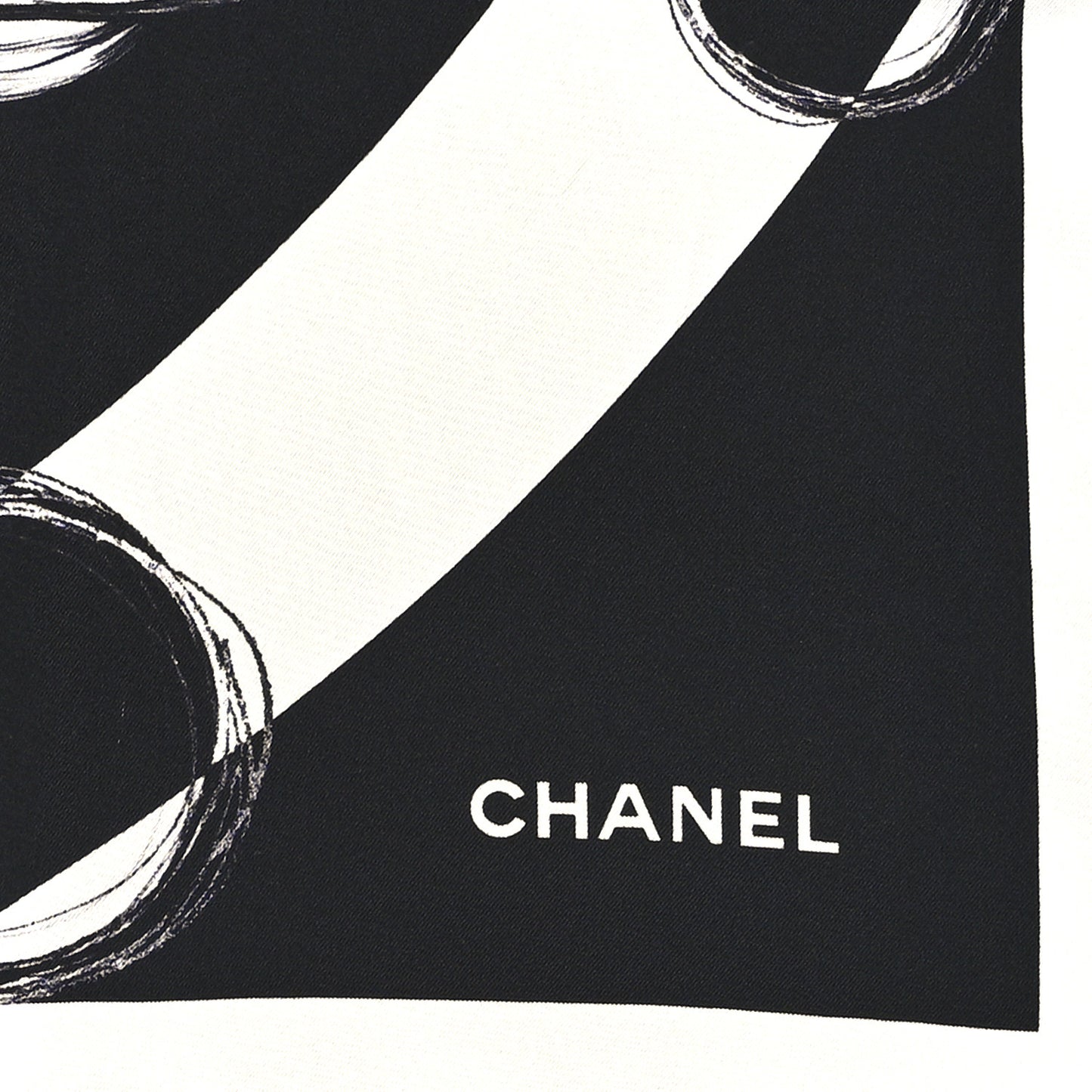Silk CC Planet Scarf White Black