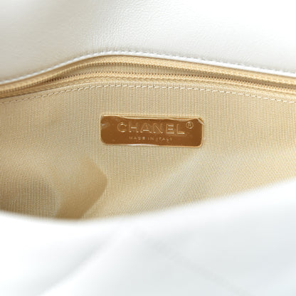 Chanel Goatskin Quilted Large 19 Flap White 6 of 11