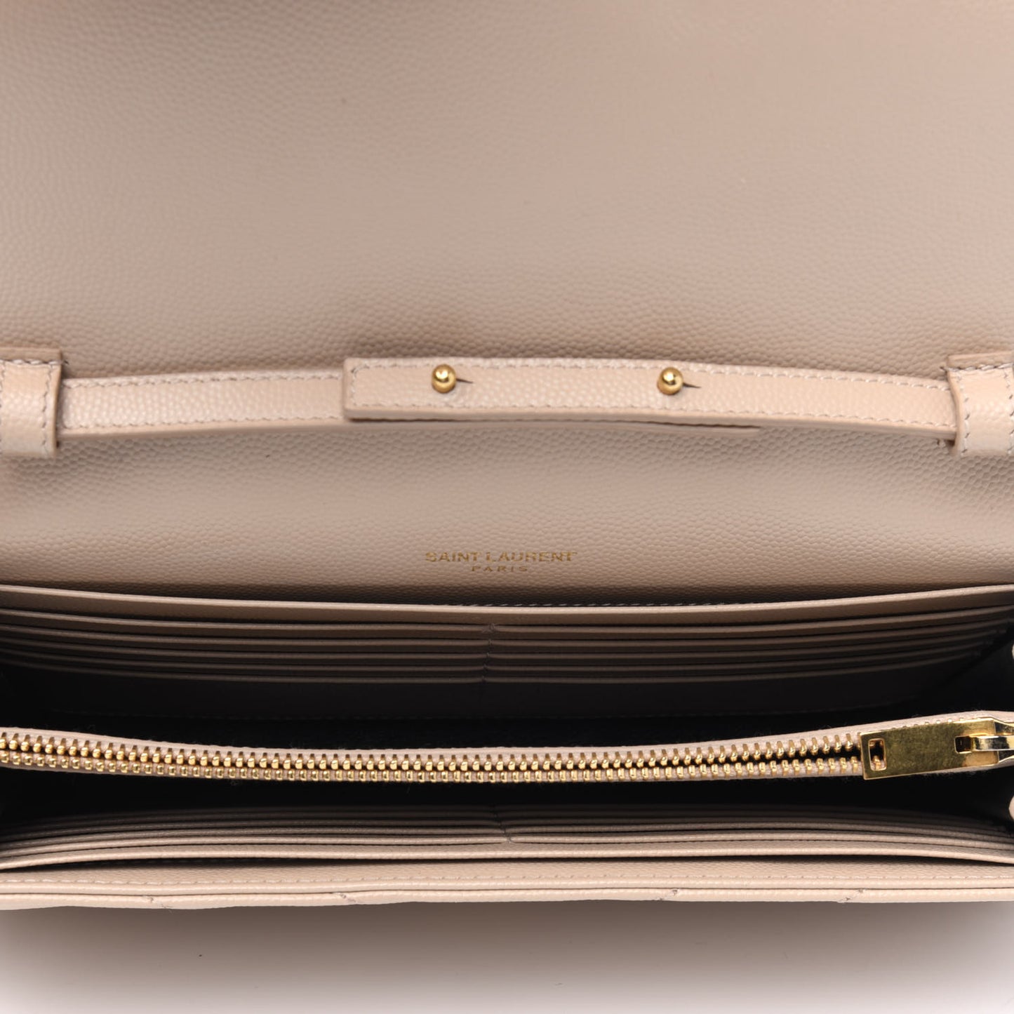 Grain De Poudre Matelasse Chevron Monogram Chain Wallet Nude Powder