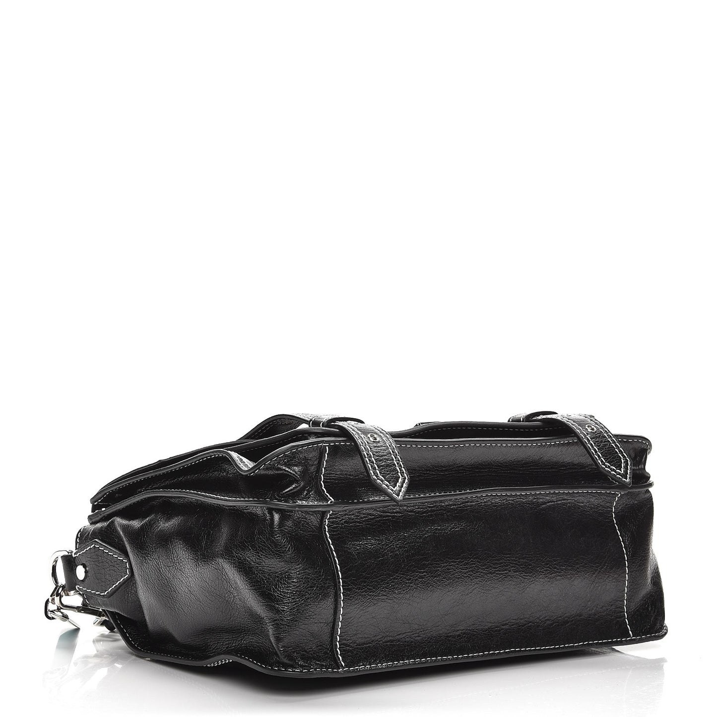 Calfskin Medium Contrast Stitching PS1 Satchel Black