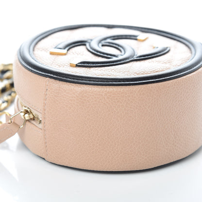 Chanel Caviar Quilted Round Filigree Crossbody Beige Black 8 of 9