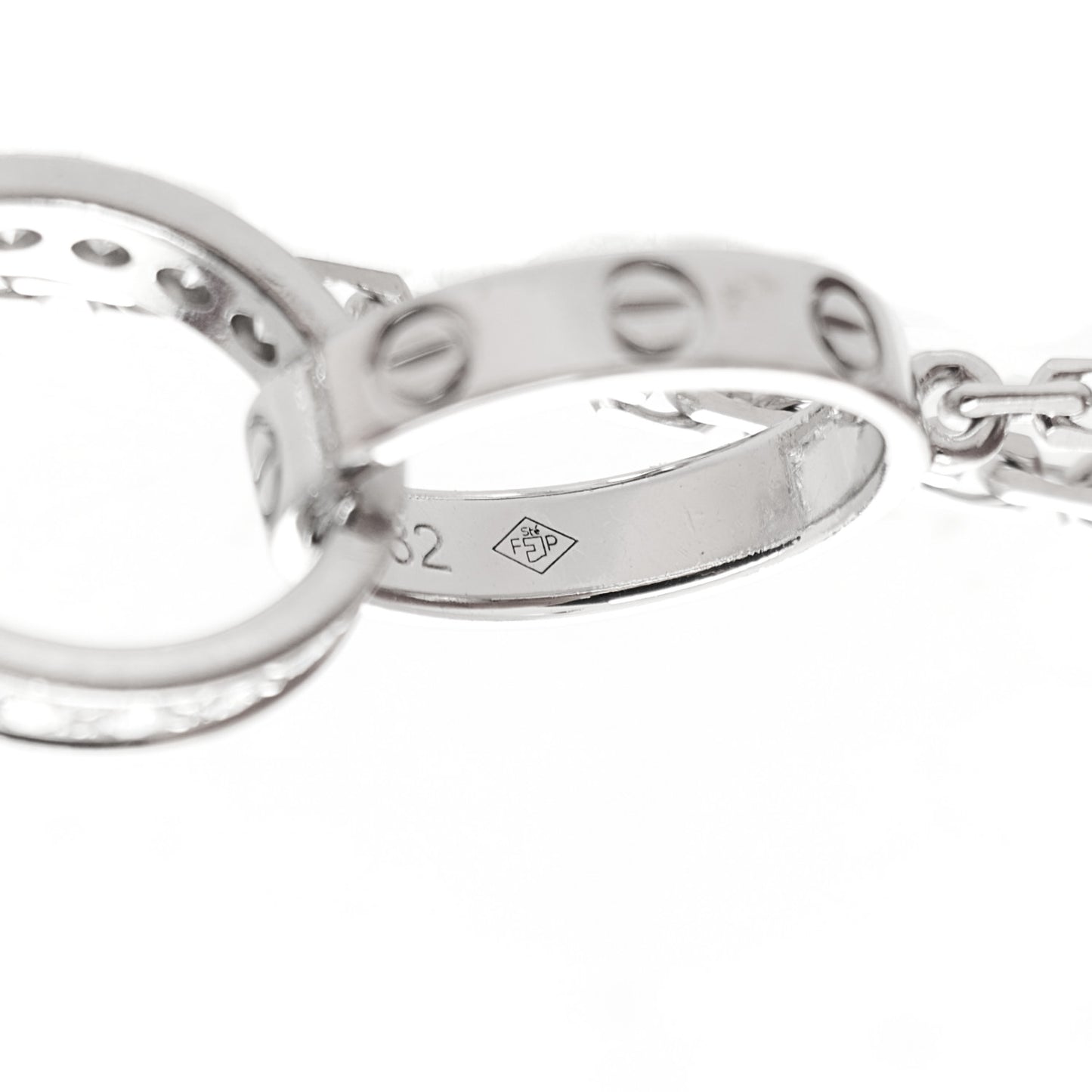 18K White Gold Diamond Interlocking LOVE Necklace